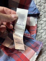 Chaps Easy Care Plaid Button Down Shirt Men’s M Red Blue Long Sleeve Cotton