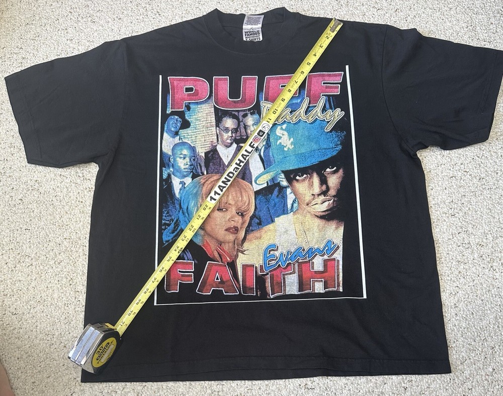 Puff Daddy Faith Evans shirt XL RAP DIDDY BAD BOY RECORDS BOOT REPRINT