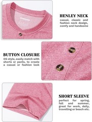 Men’s Henley Short Sleeve Shirt Moisture Wicking Lightweight