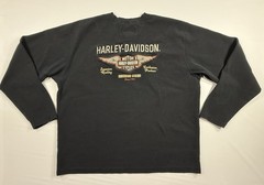 Vintage Harley Davidson Henley Shirt Mens XL 3 Button Wings Back Hit *See Pics