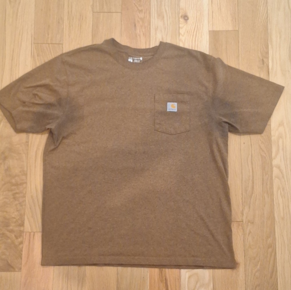 Carhartt K87 Loose Fit Brown Pocket Logo Crew Neck T-Shirt Men XL Regular