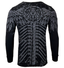 Xtreme Couture by Affliction Men’s Thermal Shirt COLLISON Skull Biker Black