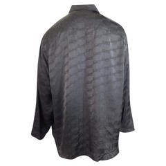 Balenciaga Bb Logo Print Long Sleeve Shirt In Silk Men Black Size 43