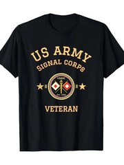 Men’s U.S. Army Signal Corps Veteran T-Shirt – Black Cotton Casual Tee with Patc
