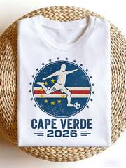Men’s T-Shirt in Retro Sports Style Featuring The Cape Verde 2026 Soccer Player