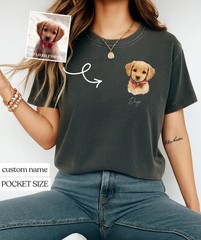 Custom Watercolor Pet Face Comfort Tee Personalized Pet Portrait Dog Cat Lover