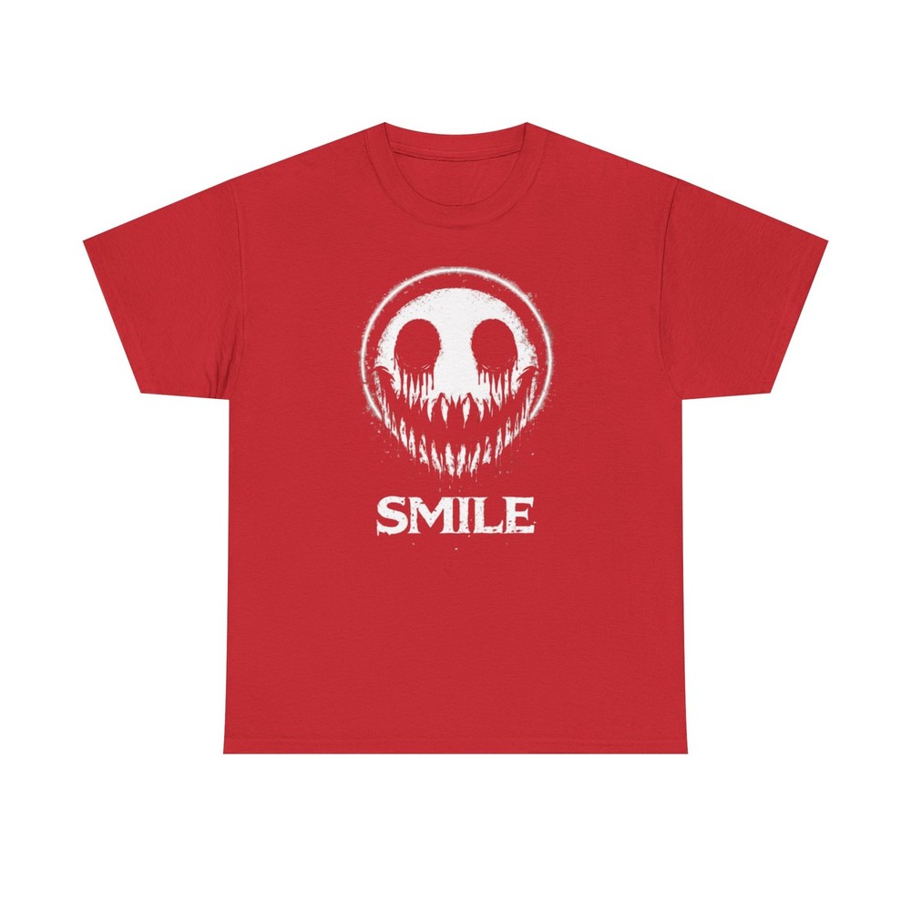 Maglietta Teschio Horror SMILE Uomo Donna T-Shirt Nera Stampa Grafica Gotica