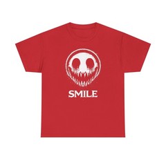Maglietta Teschio Horror SMILE Uomo Donna T-Shirt Nera Stampa Grafica Gotica
