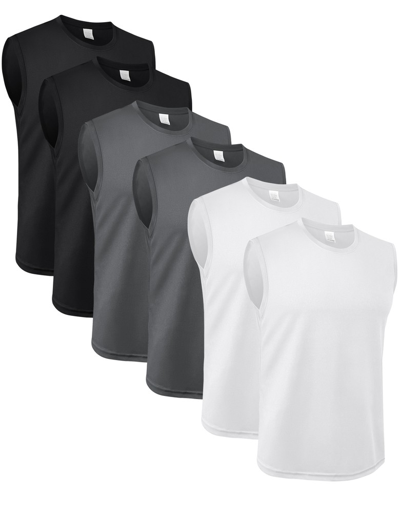 6Pack Mens Quick Dry Muscle Tank Top Gym Workout Sleeveless Shirt Gym Running