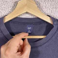 Vintage GAP Thermal Shirt Mens XL Navy Heavyweight Waffle Knit Y2K Grunge 90’s