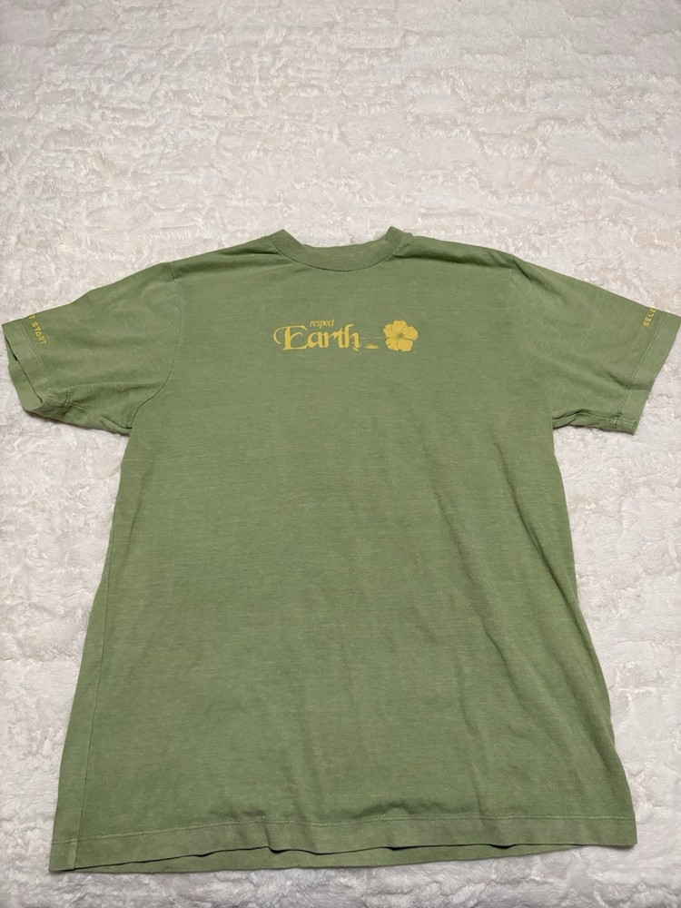 Select Start Respect Earth Graphic Print Crew Neck Men’s Green T-Shirt L