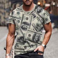 Men`s Dollar T Shirt Short Sleeves Bill Dollar Money Clothing Tops Funny Tshirts