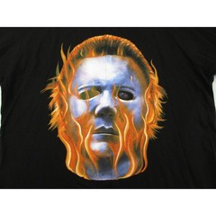 Rock Rebel Halloween II T-Shirt Mens Medium Black Michael Myers Flaming Mask Tee