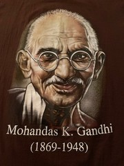 Mohandas Gandhi VTG T-Shirt UNISEX XXL Brown S/S (10/2/1869-1/30/1948) + Gift