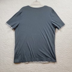Theory T-Shirt Mens Large Grey Double Layered Cotton Crewneck Short Sleeve