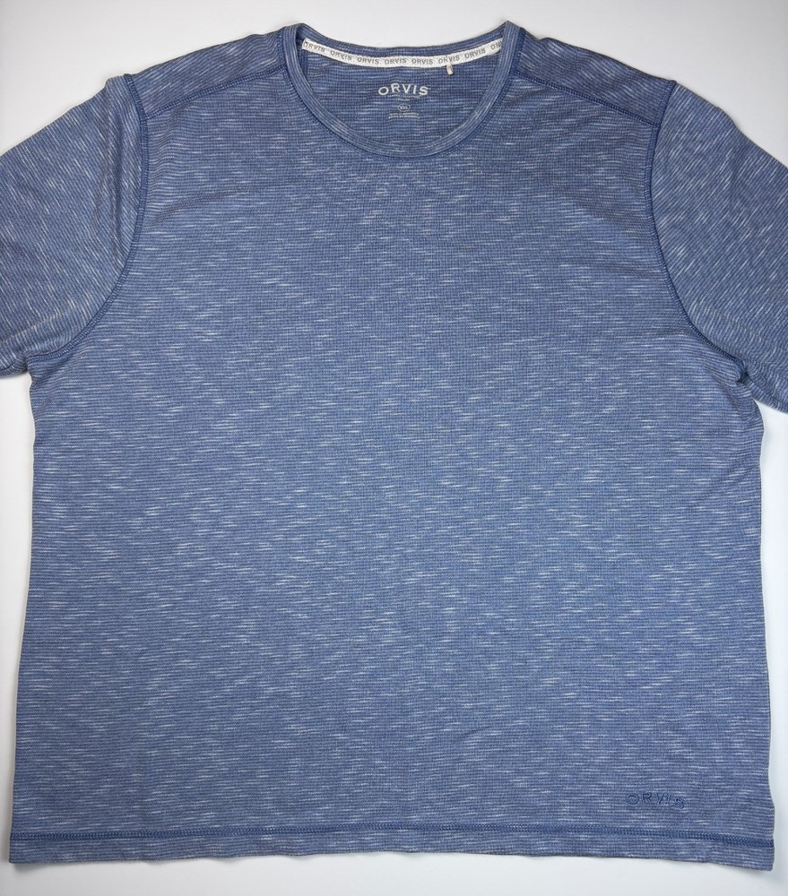 Orvis Long Sleeve Slub Tee T-shirt Mens 2XL Light Blue SUPER SOFT Rayon Blend
