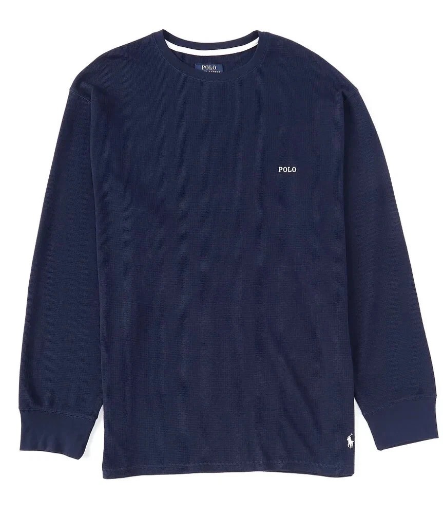 Polo Ralph Lauren Crew Neck Waffle Knit Sleep Shirt Mens XLT Navy w/ Pony NWT