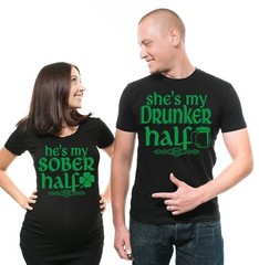Funny Drunker Sober Maternity Pregnancy T-Shirt ST Patrick’s Day Shirt Paddys T