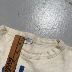 Vintage 1970s Champion Blue Bar Thick Cotton T-Shirt Made USA Cropped L (S-M)