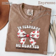 Heart Awareness Month T-Shirt In February We Wear Red Heart Disease Tee