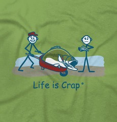 Life is Crap Big Bass Fishing Fisherman Gift Mens Short Sleeve Crewneck Tee