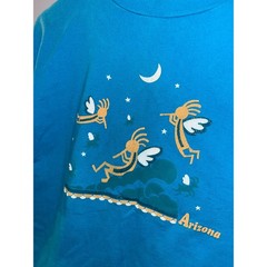 Vintage Tultex Arizona Kokopelli Graphic T-Shirt Blue Large 90s Southwest Tee