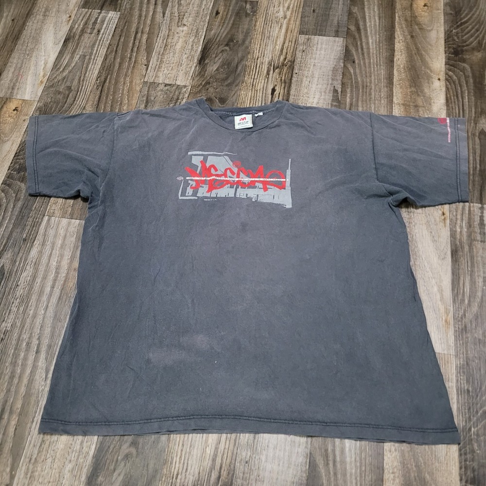 Vintage Y2k MECCA Since Day One Logo T-Shirt Mens Size 2XL Gray Faded