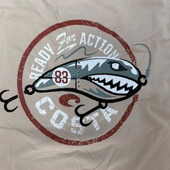 NWT Costa Del Mar Ready For Action T-Shirt Mens XXL Khaki Fish Tee Long Sleeve