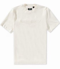 BOSS X ASTON MARTIN MERCERISED-COTTON T-SHIRT WITH WING DETAIL Classic white cre