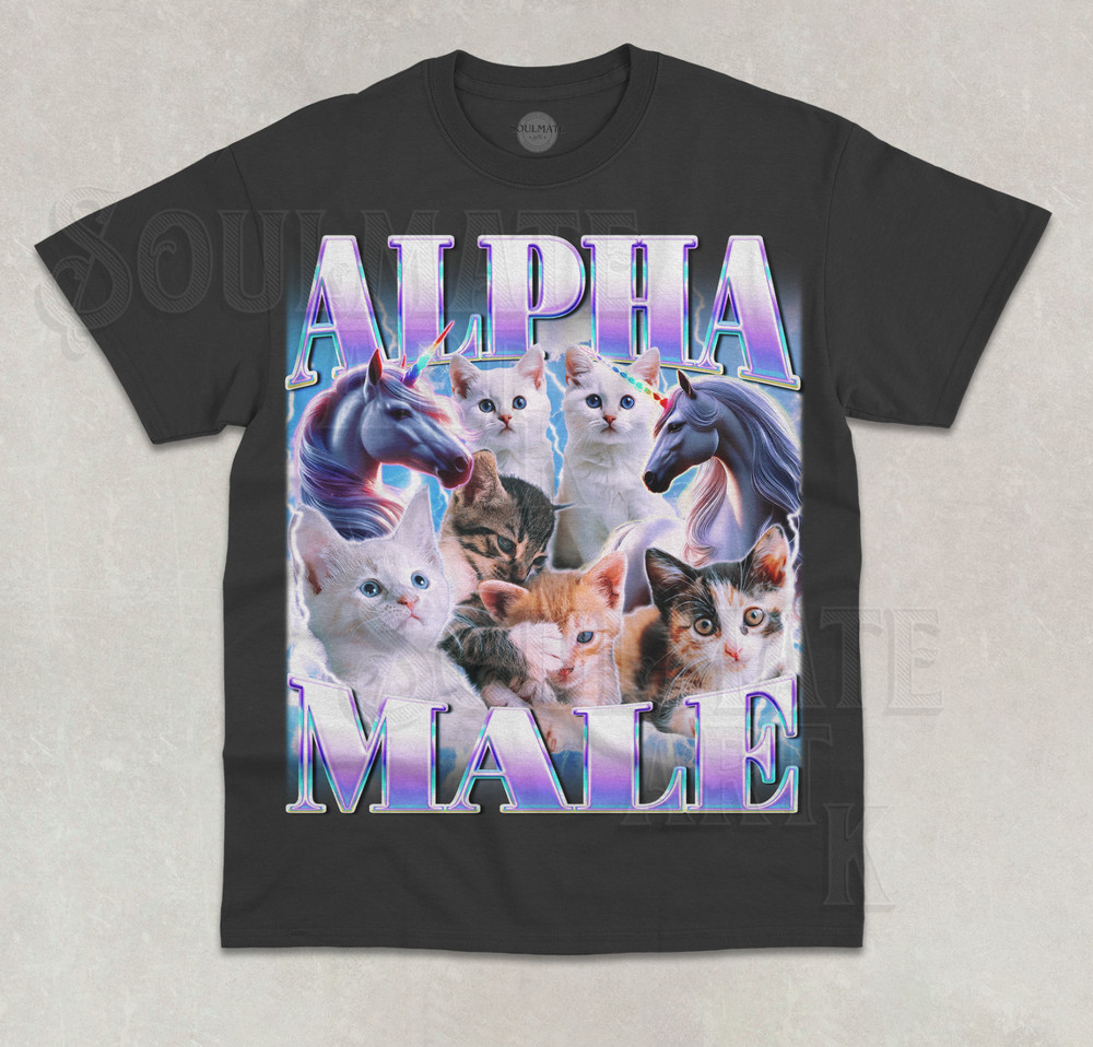 Alpha Male T-Shirt Kitten Cat Funny Meme Animal Bootleg Graphic Unisex Shirt