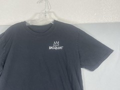 Basquiat T Shirt Mens Large Black Crown Logo Jazz Art Colorful Back Print