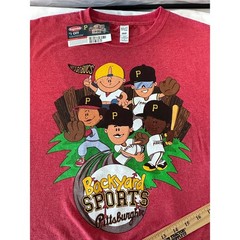 M&O Gold Backyard Sports Pittsburgh Pirates Tee Mens Small Red NEW Graphic Shirt