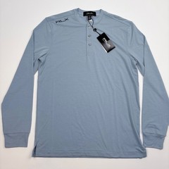 RLX Golf Ralph Lauren Mens Light Blue Long Sleeve Henley Shirt NWT