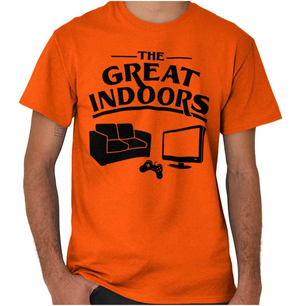 Funny Video Game The Great Indoors Introvert Mens Casual Crewneck T Shirts Tees