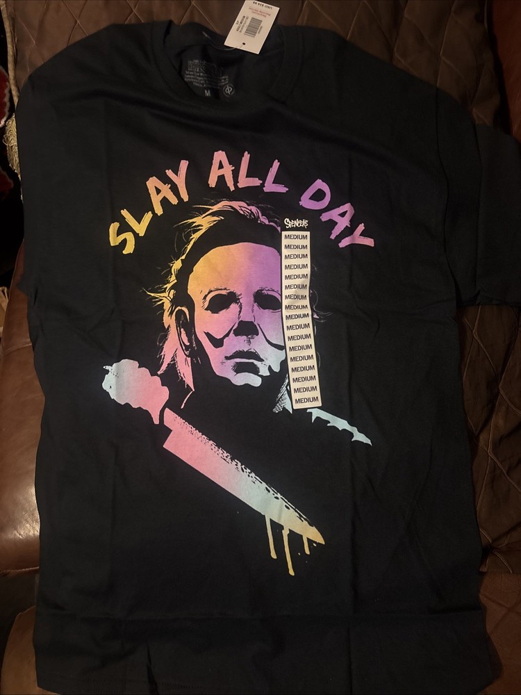 Halloween Michael Myers Slay All Day T-Shirt New NWT Medium Tri Color