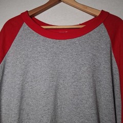 Shaka Active Baseball Shirt Men 3XL Gray Red Raglan Sleeve Sporty