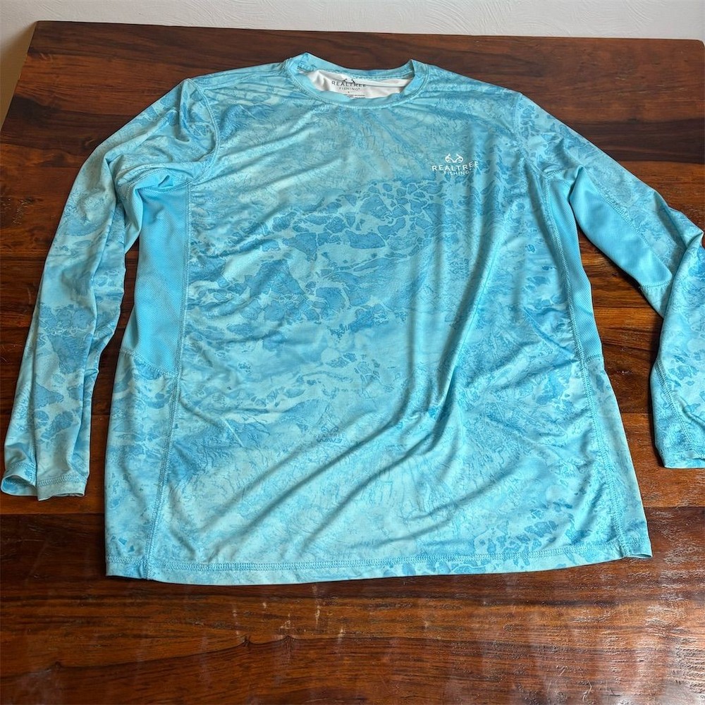 Realtree Men’s Blue Long Sleeve Fishing Performance Shirt Size L