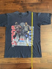 1991 Bulls vs Lakers Finals tee cut tag fits a L measurements pictured