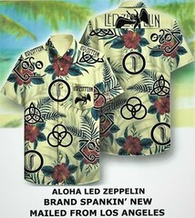 LED ZEPPELIN – SHIRT – HAWAIIAN – ALOHA CASUAL STYLE W/BUTTONS