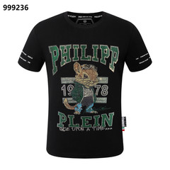 PHILIPP PLEIN T-shirt Round Neck SS PP Glass Black/White Size Medium