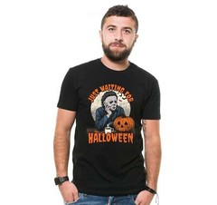 Mens Halloween t-shirt Michael Myers Shirt Just Waiting For Halloween Shirt
