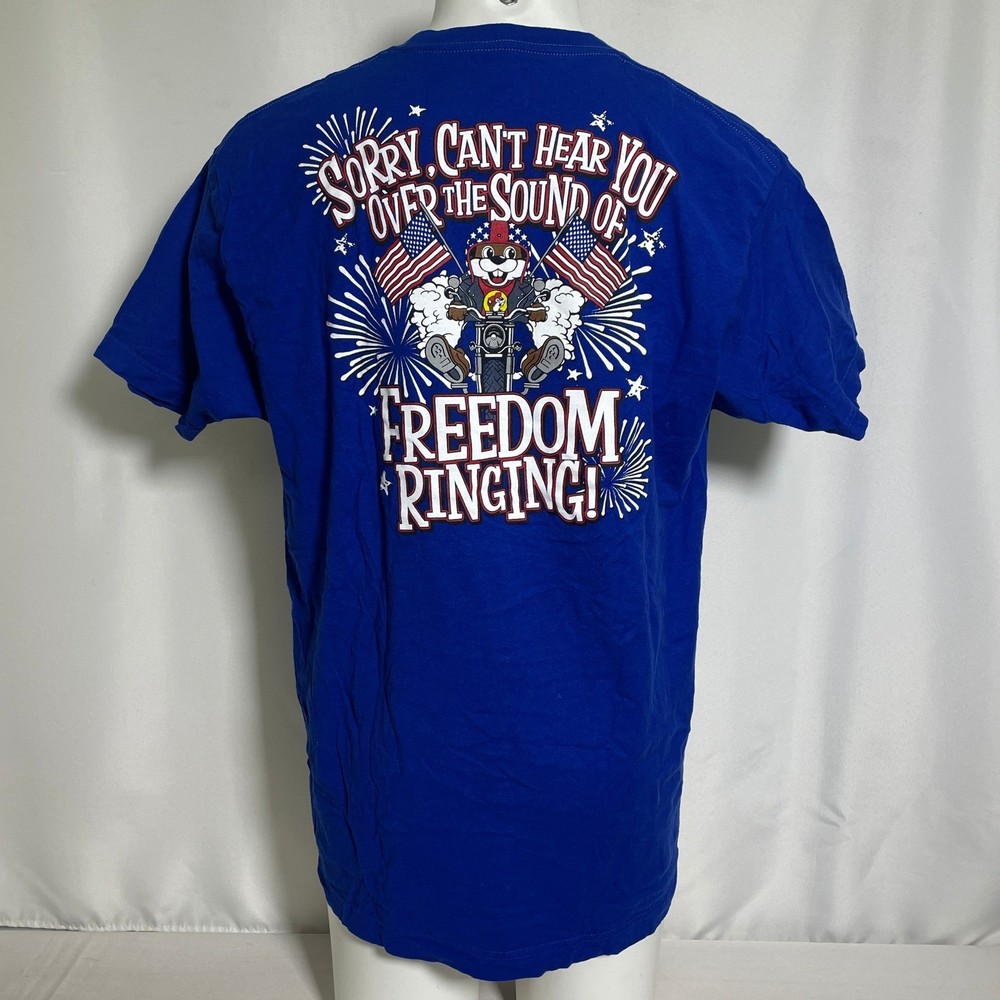 Buc-ee’s Independence Day Summer Freedom Ringing Blue T-Shirt Men’s XL