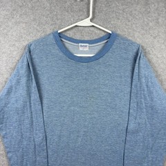 Vintage 60s Duofold Thermal Shirt Mens Large Blue Two Layer Long Sleeve Wool