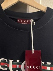 Gucci Men’s Black Logo Crew Neck Short Sleeve Cotton T-Shirt, Size M
