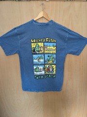 Weird Fish Six Pack Graphic Print T-Shirt, Blue, Men’s M Crew Neck Short Sleeve