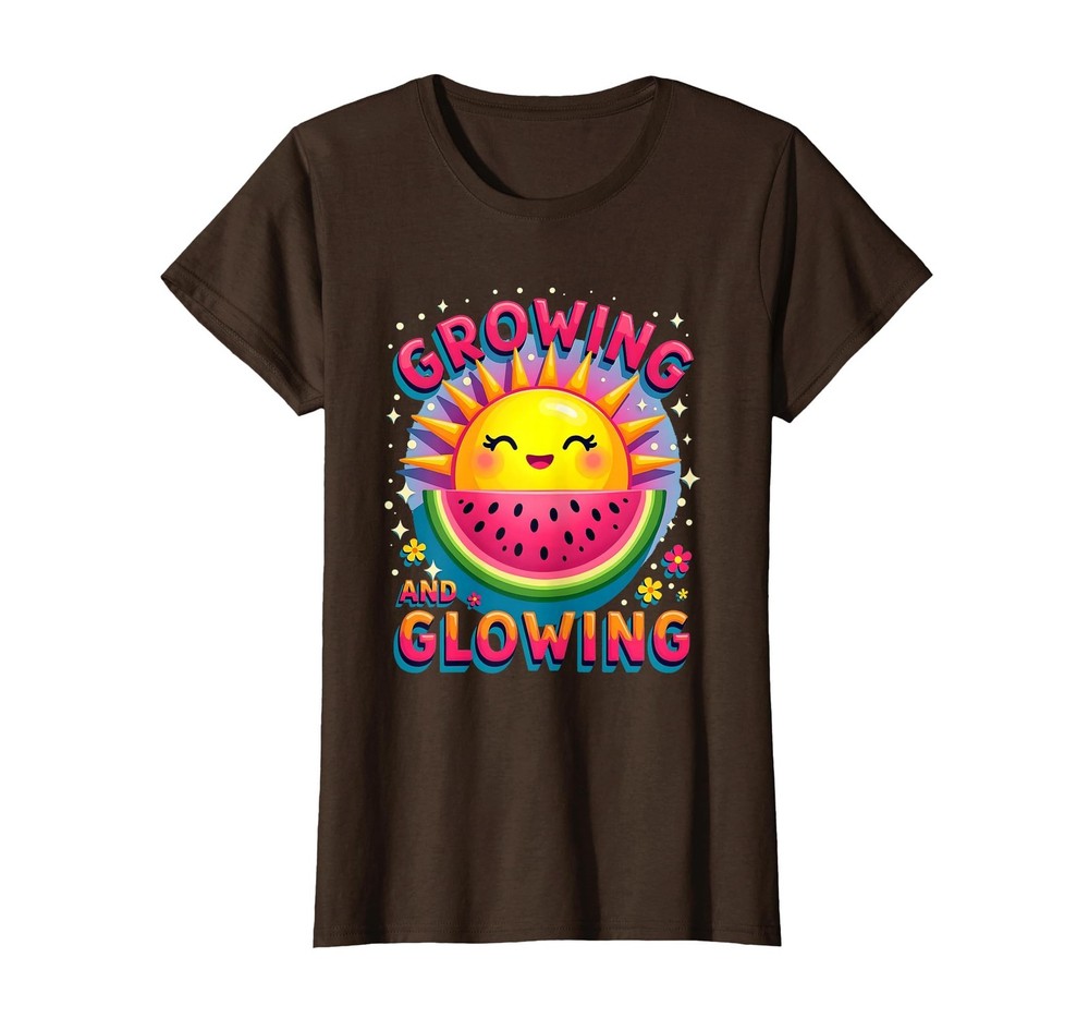 Brown Women’s XX-Large Growing & Glowing Summer Maternity T-Shirt Design