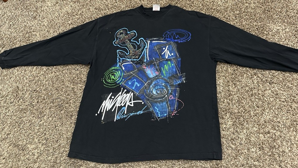 Vintage Y2K Miskeen Originals Black Hand Painted Shirt Skate Hip Hop Mens Sz 2XL