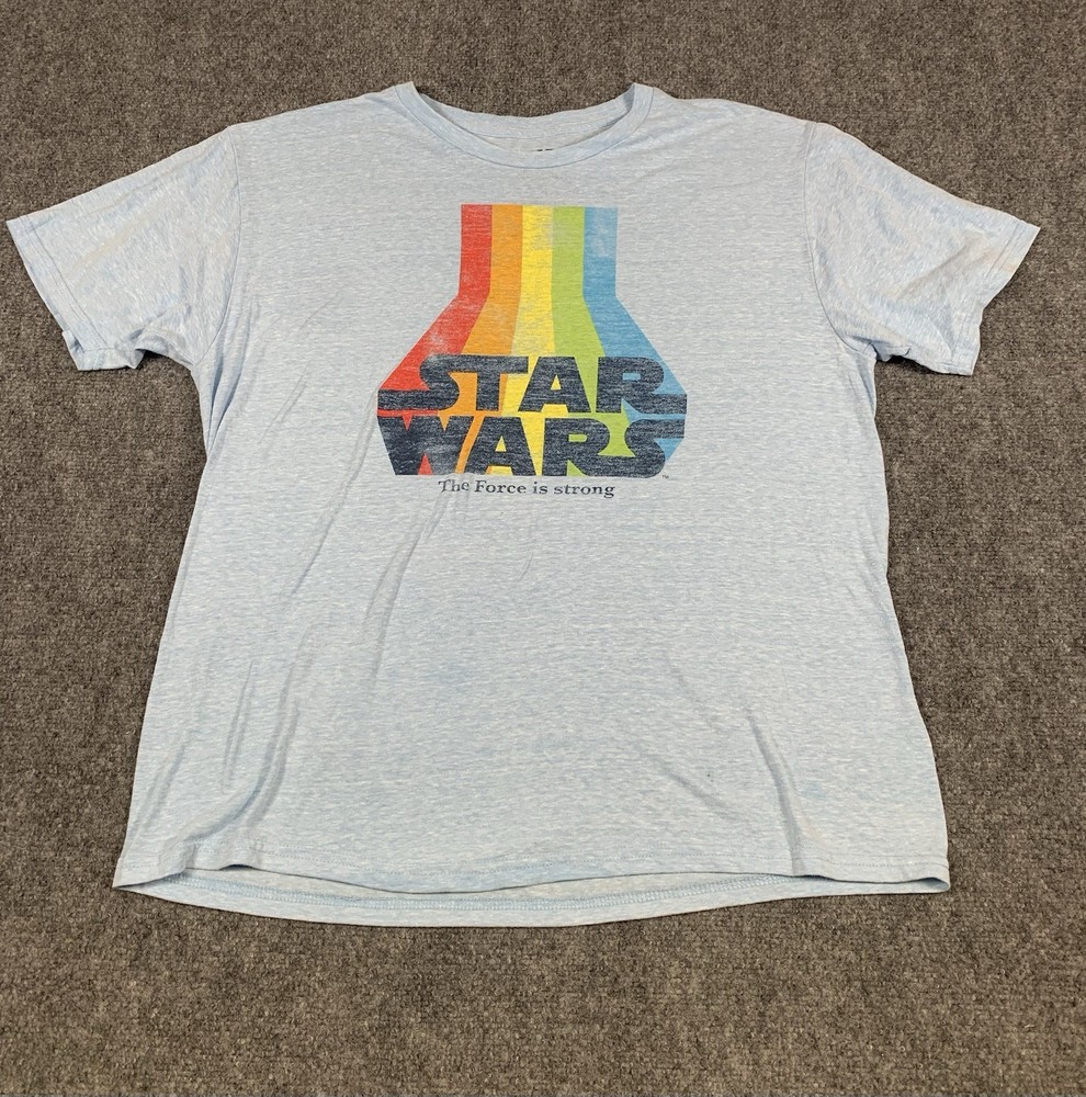 Star Wars Mad Engine Retro 70’s-Style Sky Blue T-Shirt Men’s Size XL Casual