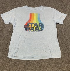 Star Wars Mad Engine Retro 70’s-Style Sky Blue T-Shirt Men’s Size XL Casual