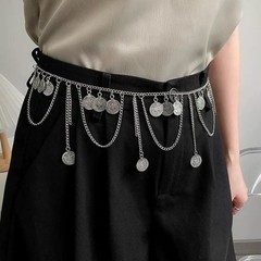 Silver Belt Chain Belt for Fashion Coin Metal Waist Belts Chains Plus Size La…